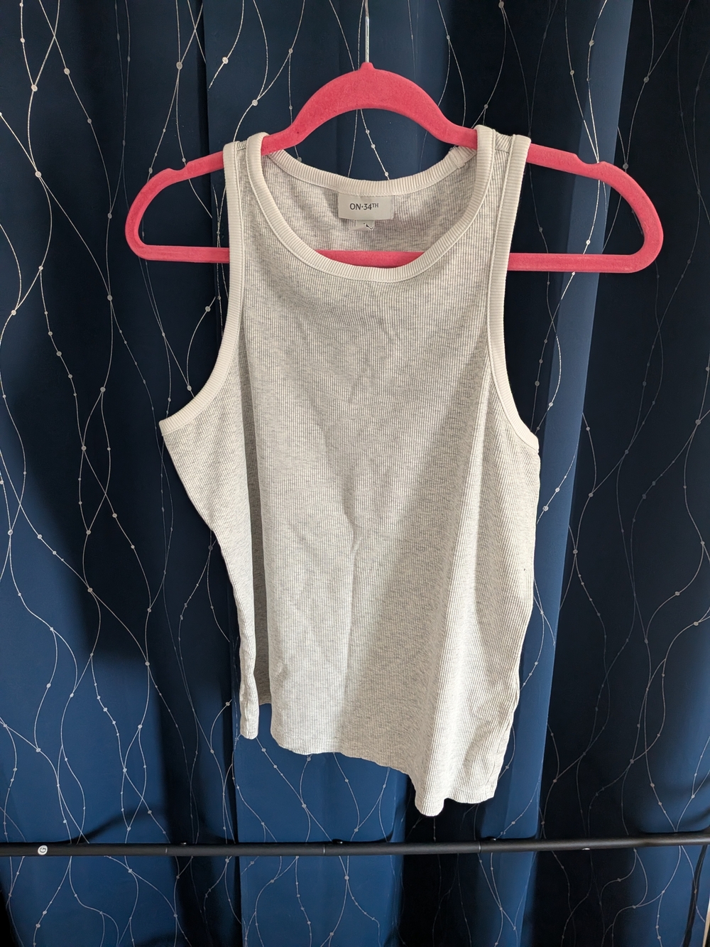 ONJUN Light Gray Ribbed Tank Top - Slim Crew Neck